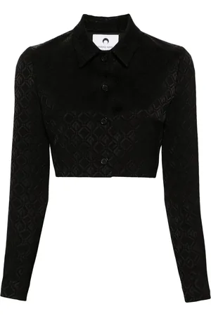 Marine Serre Moon Diamant-jacquard cropped jacket