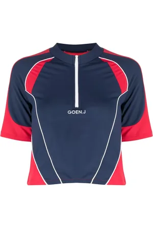 GOEN.J Colour-block logo-embroidered top