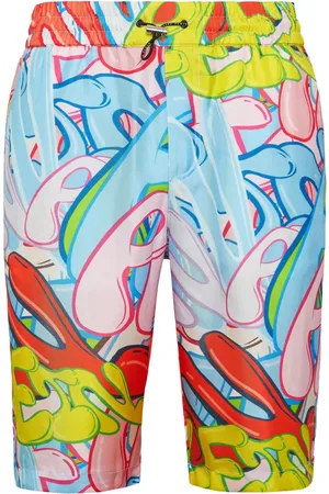 Philipp Plein Bombing Graffiti silk bermuda shorts