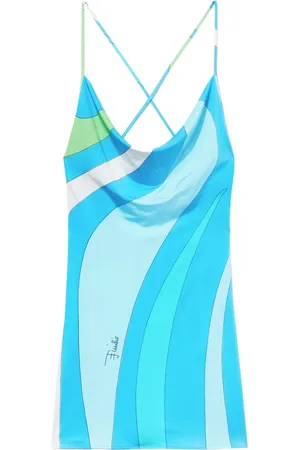 Puccini Marmo-print open-back minidress