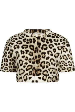 Roberto Cavalli Animal-print cotton crop top