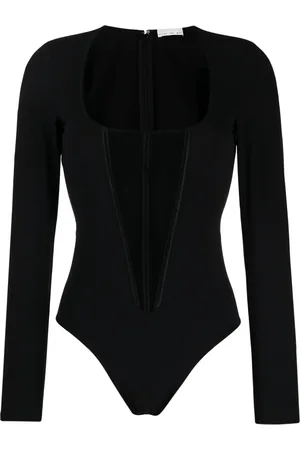 FLEUR DU MAL Mesh-panelled jersey bodysuit