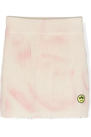 BARROW Logo-patch ribbed-knit skirt