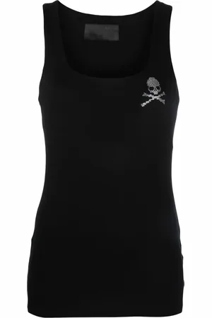 Philipp Plein Rhinestone-embellished skull top