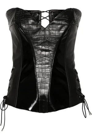 MITILIANE COUTURE Crocodile-embossed trim corset top