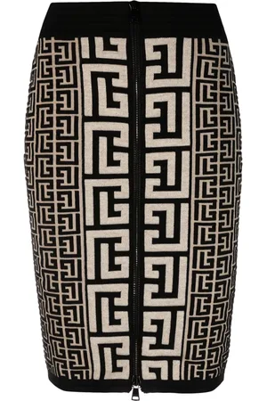 Balmain Intarsia-knit midi skirt