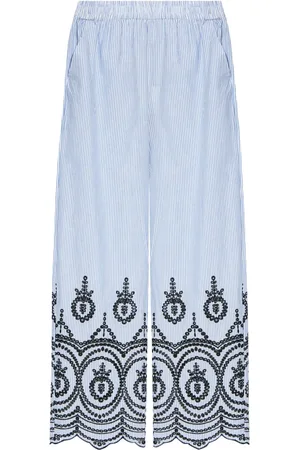 Munthe Embroidered-motif striped trousers