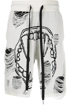 HACULLA Intarsia-knit distressed bermuda shorts
