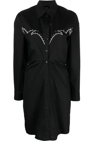 Pinko Embroidered cotton shirt dress