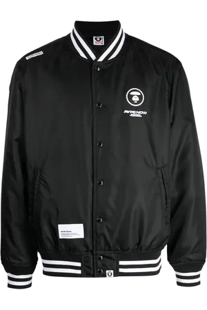 A Bathing Ape Logo-print baseball-collar bomber jacket