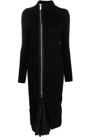SACAI Layered wool and satin dress