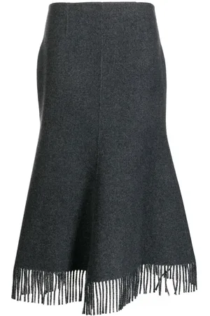 GOEN.J Fringed A-line wool-blend skirt