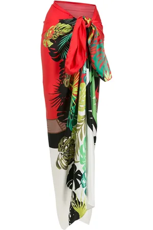AMIR SLAMA Palm leaf print pareo