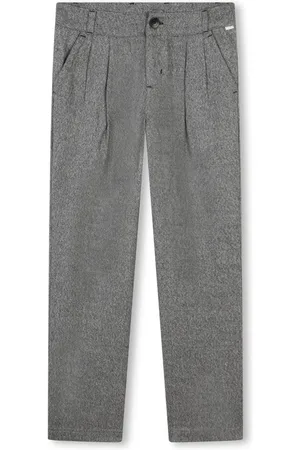 HUGO BOSS Pleated cotton tailored trousers