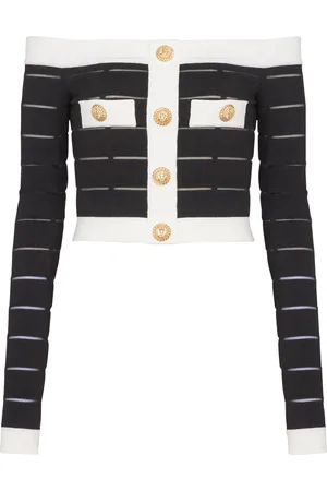 Balmain Off-shoulder knitted top
