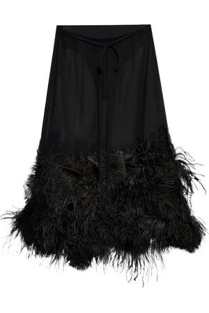 The Attico Feather-trim midi skirt