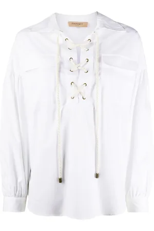 Twin-Set Lace-up loose-fit blouse