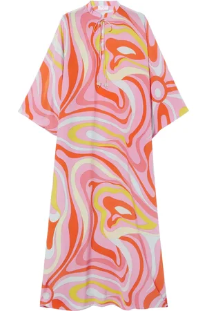 Puccini Marmo-print silk maxi dress
