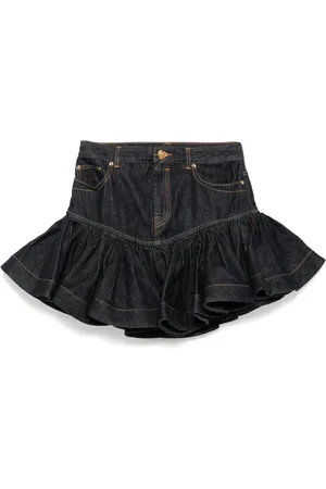 ZIMMERMANN Crush denim frill mini skirt