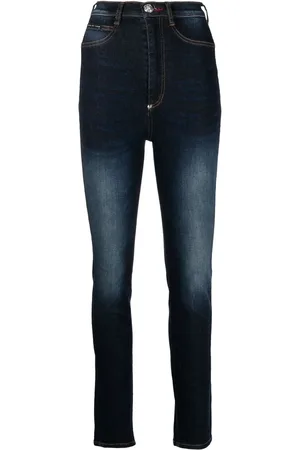Philipp Plein Stonewashed high-waisted jeggings