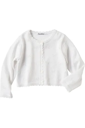 Familiar Scalloped pointelle-knit cardigan
