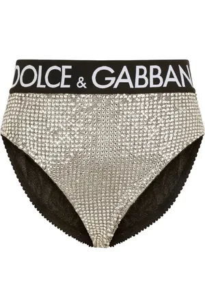 Dolce & Gabbana High-waisted crystal-embellished briefs
