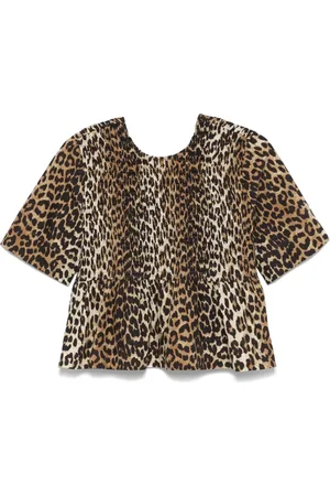 Ganni Smock leopard printed blouse