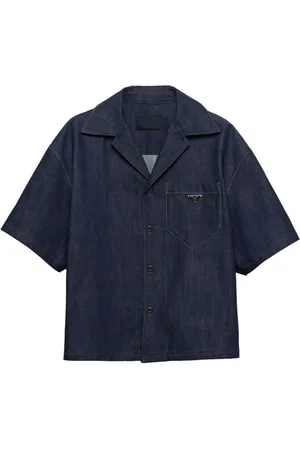 Prada Triangle-logo button-up denim shirt