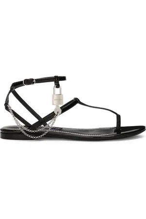 Dolce & Gabbana Padlock patent-leather flat sandals