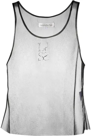 Ludovic De Saint Sernin Crystal-embellished mesh tank top