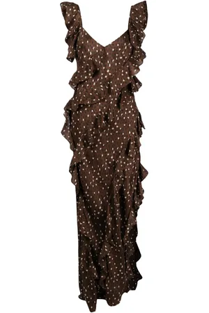 Cynthia Rowley Ruffled polka-dot silk maxi dress