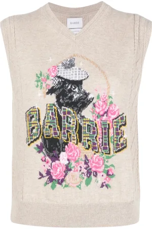 Barrie Patterned-intarsia cashmere tank top