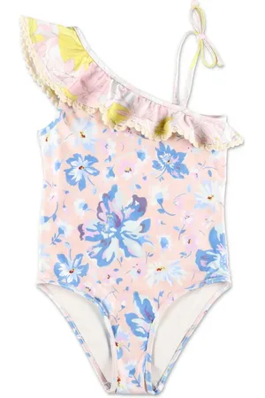 ZIMMERMANN Floral-print ruffle-trim swimsuit