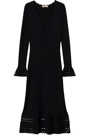 Twin-Set Scallop-trim midi dress