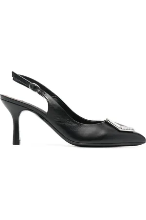 Philipp Plein Hexagonal-detail leather slingbacks