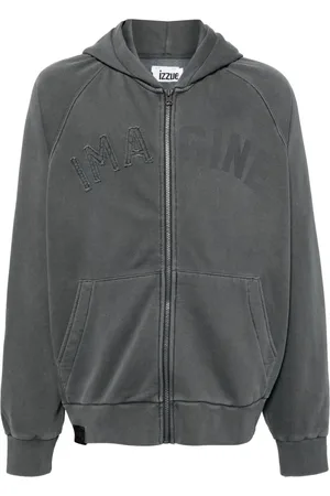 Izzue Slogan-patched hooded jacket