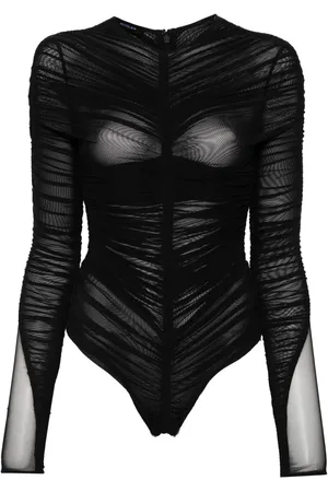 MUGLER Gathered semi-sheer bodysuit