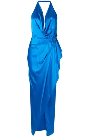 Michelle Mason Satin backless halterneck gown