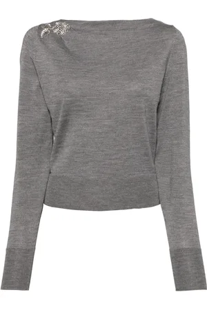 Erdem Glass crystal embellishment wool knitted top