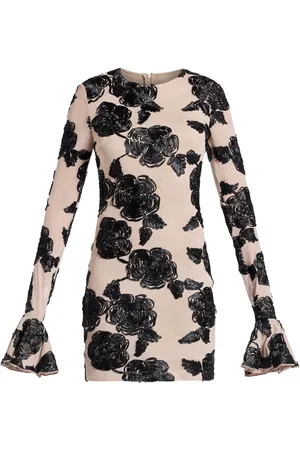 ROTATE Flower-mesh mini dress