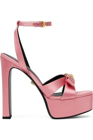 VERSACE 140mm Gianni Ribbon satin sandals