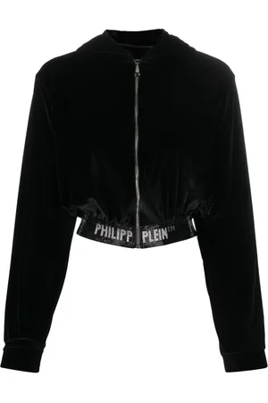 Philipp Plein Logo-embellishment velour hoodie