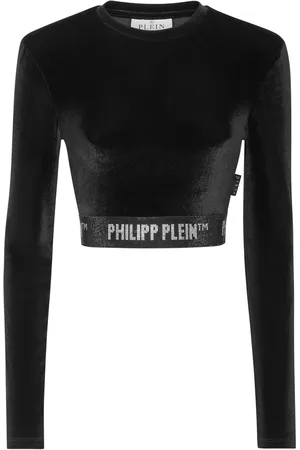 Philipp Plein Long-underband velvet crop top