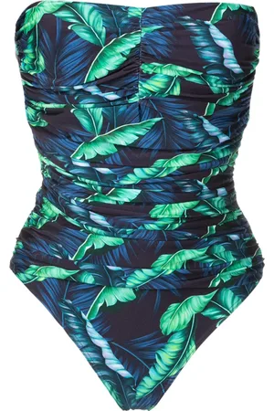 Lygia & Nanny Melissa ruched leaf-print swimsuit