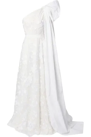 Erdem Hanne one-shoulder embroidered gown