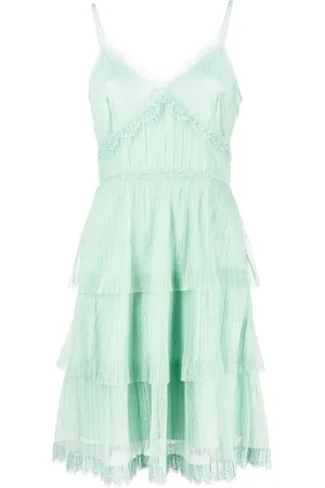 Twin-Set Lace-trim ruffled mini dress