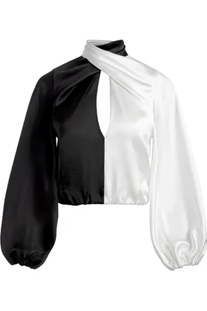 ALICE+OLIVIA Mahogany twist-neck cropped top