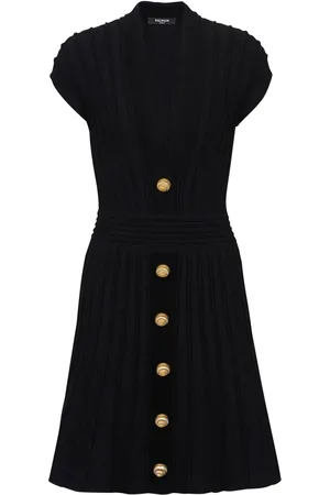 Balmain Buttoned velvet mini dress