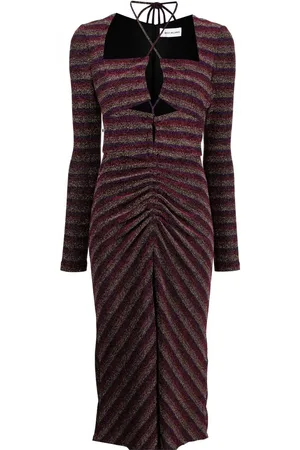 Rebecca Vallance Glitter-striped keyhold detail dress
