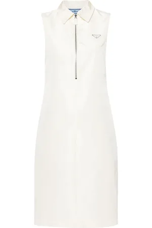 Prada Logo-appliqu?? faille dress